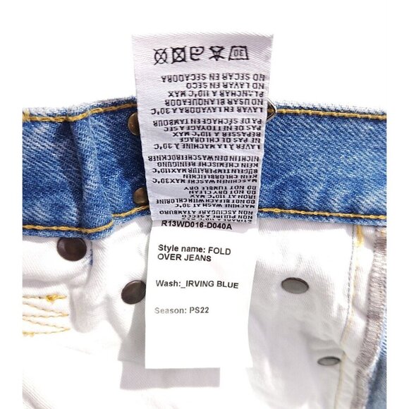 R13 Fold Over Jeans in Irving Blue Size 24 XXS New - Picture 16 of 16